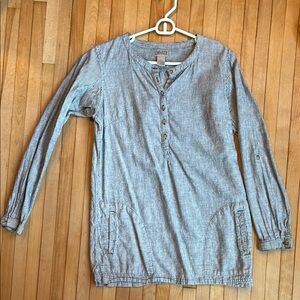 Duluth Trading Post Blue & White striped Long Sleeve Tunic